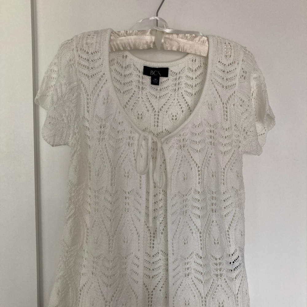 BCX open knit short sleeve sweater